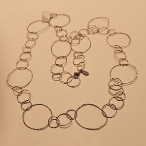 39" Long 925 FREDERIC DUCLOS Elegant Circle Silver Necklace